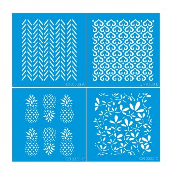 Kit com 4 Mini Stencil CR Laser Nº 6 - 10x10