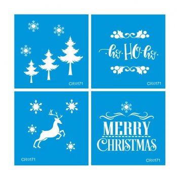 Kit com 4 Mini Stencil CR Laser Natal 01 - 10x10