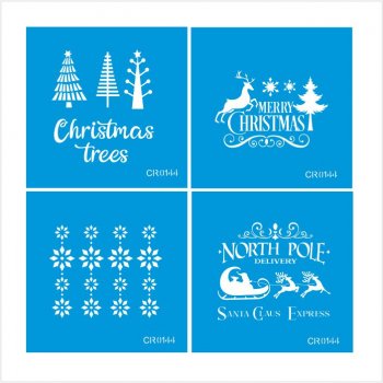 Kit com 4 Mini Stencil CR Laser Natal 02 - 10x10