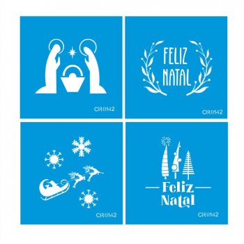 Kit com 4 Mini Stencil CR Laser Natal 03 - 10x10