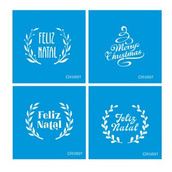 Kit com 4 Mini Stencil CR Laser Natal 04 - 10x10