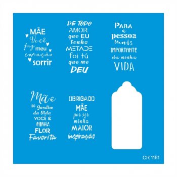 Stencil CR Laser Frases Mãe com TAG - 20x20