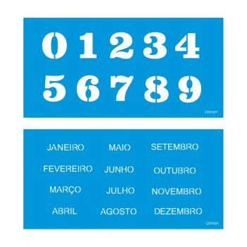Kit com 2 Stencils CR Laser Números e Meses - Mod 01