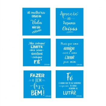 Kit com 6 Mini Stencil CR Laser Frases