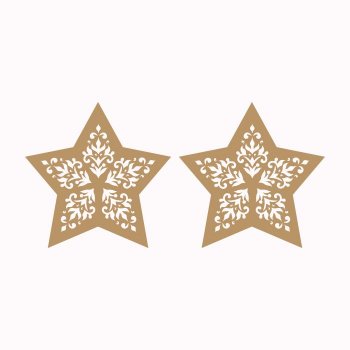 Kit com 2 Estrelinhas Natalinas em MDF