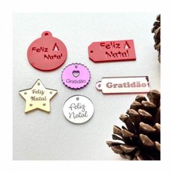 Kit com 15 TAGS Natalinas em Acrílico