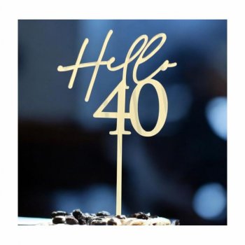 Topper de Bolo Hello com Idade em Acrílico