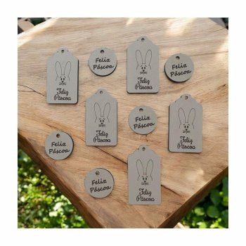 Kit com 10  Tags Páscoa em MDF Branco