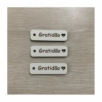 Kit com 3 Tags GRATIDÃO em MDF Branco