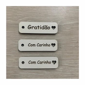 Kit com 3 TAGs em MDF Branco