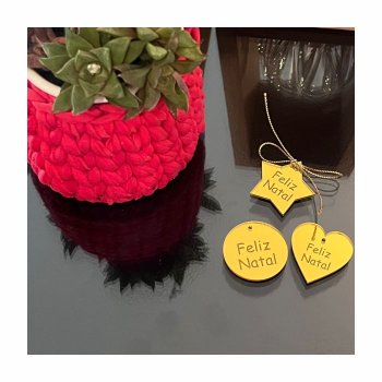 Kit com 9 TAGs FELIZ NATAL em Acrílico