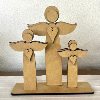 Trio de Anjos com Base em MDF
