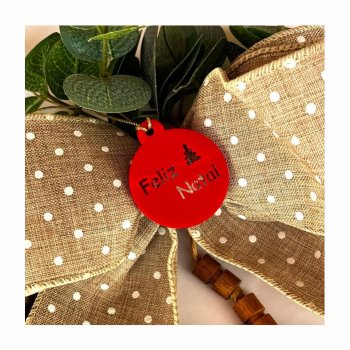 Kit com 5 Etiquetas TAG Redonda FELIZ NATAL em Acrílico