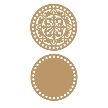 Base + Tampa Arabesco para Crochê em MDF 15 cm