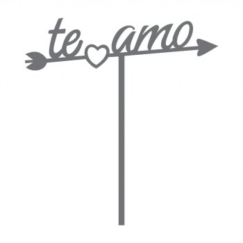 Topper de Bolo em Acrílico Espelhado Te Amo (PRATA ou DOURADO)
