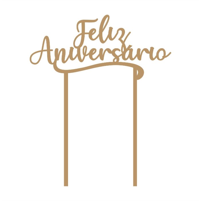 CR Laser - cod: CR0651 - Topper de Bolo Feliz Aniversário em MDF