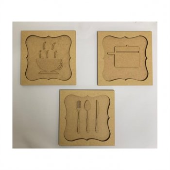 Kit com 3 Quadros Hora do Almoço