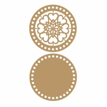Base + Tampa Coração Estrela para Crochê em MDF 15 cm