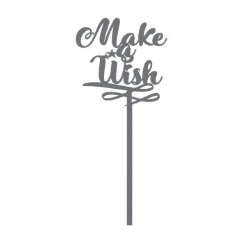 Topper de Bolo Make a Wish em Acrílico Espelhado (PRATA ou DOURADO)
