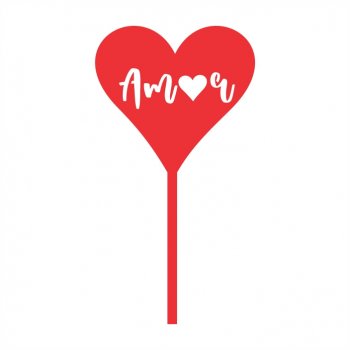 Mini Topper Coração AMOR em Acrílico Vermelho