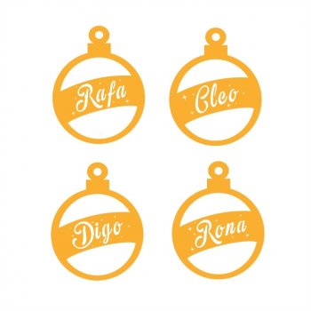 Kit com 4 Bolas de Natal Família Personalizada em Acrílico Espelhado Modelo Faixa