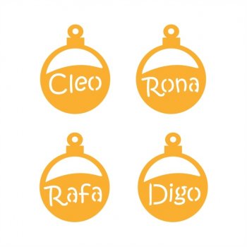 Kit com 4 Bolas de Natal Família Personalizada em Acrílico Espelhado Modelo Meia Lua