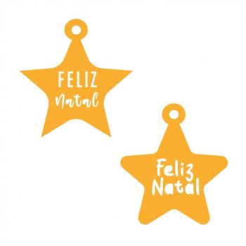 Kit com 2 Estrelas Feliz Natal em Acrílico Espelhado