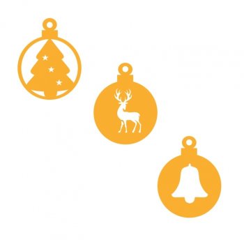 Kit com 3 Bolas de Natal "RENA" em Acrílico Espelhado