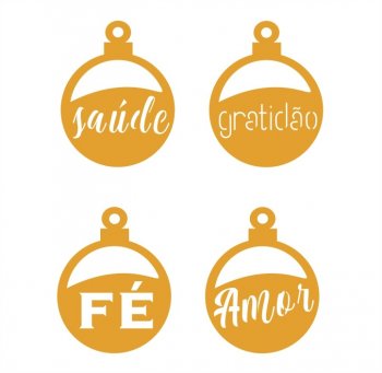 Kit com 4 Bolas de Natal "GRATIDÃO" em Acrílico Espelhado
