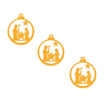 Kit com 3 Bolas de Natal Sagrada Família em Acrílico Espelhado