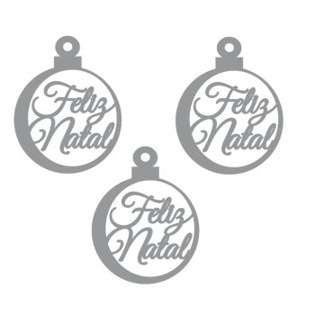Kit com 3 Bolas Feliz Natal em Acrílico
