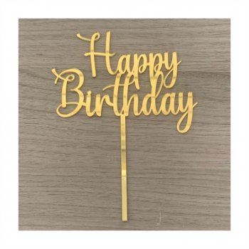 Topper de Bolo em Acrílico Happy Birthday  - Modelo 2