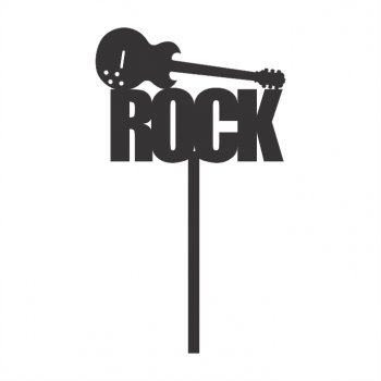 Topper de Bolo ROCK em Acrílico Preto