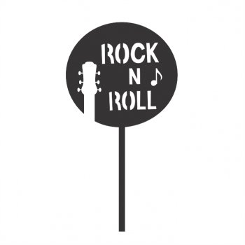 Topper de Bolo Redondo ROCK N ROLL em Acrílico Preto