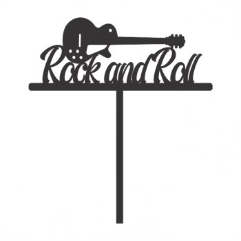 Topper de Bolo ROCK AND ROLL em Acrílico Preto