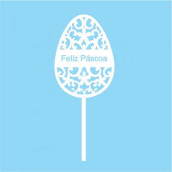 Mini Topper Ovo Feliz Páscoa em Acrílico Branco